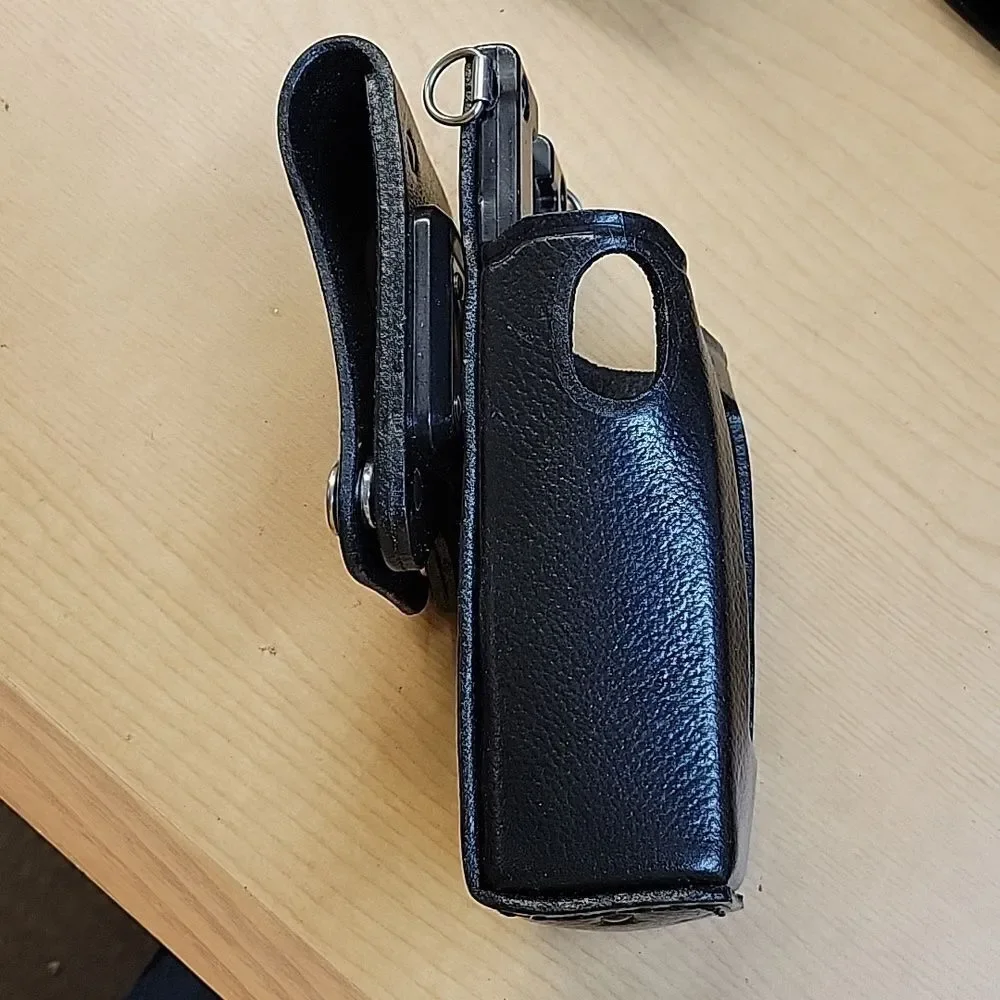 2-Harris Macom 2-way Radio Holster KRY 101 1605/12 R2B, strap, & bonus belt clip